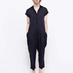 Black Crane Pleated Jumpsuit, Size S